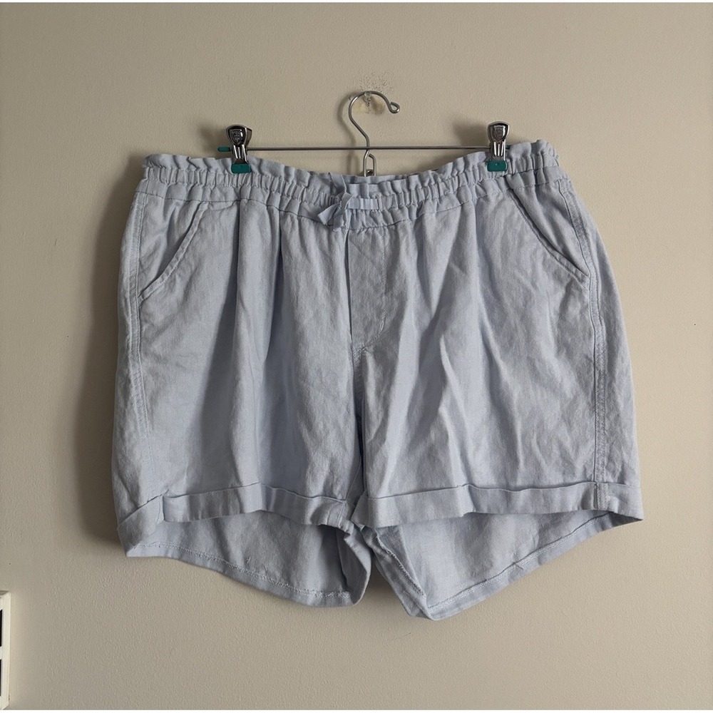 Old Navy Plus Size 16 Regular Linen Shorts Blue‎ Spring Summer Coastal Casual